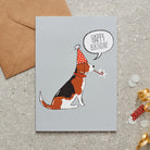 Beagle birthday card with illustrated dog design — blank inside, FSC-certified, designed and made in England by Sweet William Designs