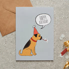 Border Terrier birthday card with illustrated dog design — blank inside, FSC-certified, designed and made in England by Sweet William Designs