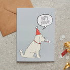 Apricot Cockapoo / Labradoodle birthday card with illustrated dog design — blank inside, FSC-certified, designed and made in England by Sweet William Designs