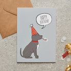 Staffie birthday card with illustrated dog design — blank inside, FSC-certified, designed and made in England by Sweet William Designs