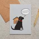 Black Labrador New Home card — illustrated Black Lab with new home message, dog lover gift by Sweet William Designs