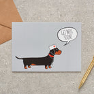 Dachshund Get Well card — illustrated Sausage Dog with get well wishes, dog lover gift by Sweet William Designs