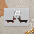 Dachshund gay wedding and civil partnership greeting card featuring two dapper Dachshunds dressed for the occasion, by Sweet William Designs