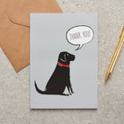 Black Labrador thank you card featuring a charming illustrated Black Lab with a red collar and a ‘Thank You!’ message, a lovely way to show a dog lover your appreciation