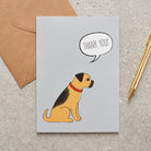 Border Terrier thank you card featuring a charming illustrated Border Terrier with a red collar and a ‘Thank You!’ message, a lovely way to show a dog lover your appreciation
