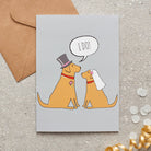 Fox Red Labrador wedding card featuring a charming bride and groom with an ‘I DO!’ message, perfect for celebrating a dog-loving couple’s special day