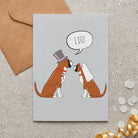 Boxer wedding card featuring a charming bride and groom with an ‘I DO!’ message, perfect for celebrating a dog-loving couple’s special day