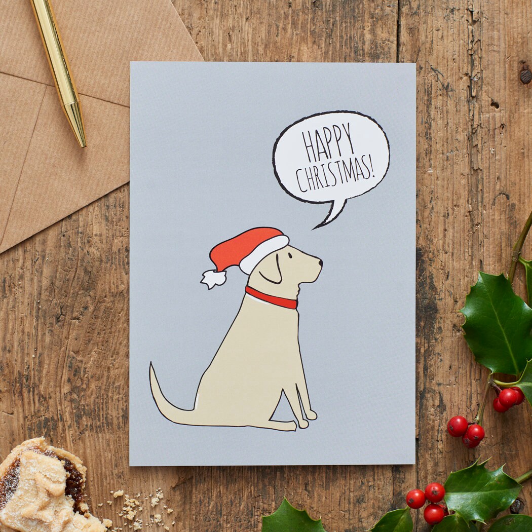 Yellow Labrador Christmas Card — illustrated dog lover greeting card by Sweet William Designs