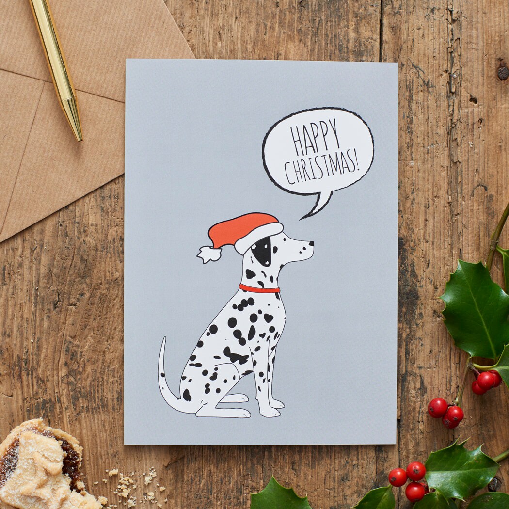 Dalmatian Christmas Card — illustrated dog lover greeting card by Sweet William Designs