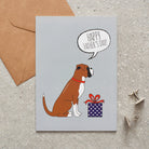 Boxer Father's Day card — illustrated dog with gift and 'Happy Father's Day' message, dog lover gift by Sweet William Designs