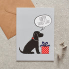 Cocker Spaniel (Black) Father's Day card — illustrated dog with gift and 'Happy Father's Day' message, dog lover gift by Sweet William Designs