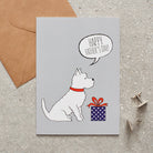 Westie Father's Day card — illustrated dog with gift and 'Happy Father's Day' message, dog lover gift by Sweet William Designs