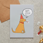 Fox Red Labrador birthday card with illustrated dog design — blank inside, FSC-certified, designed and made in England by Sweet William Designs