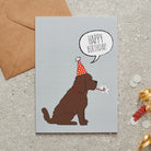 Chocolate Cockapoo / Labradoodle birthday card — illustrated dog lover greeting card, blank inside, designed & made in England by Sweet William Designs