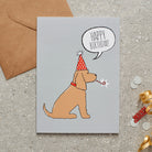 Golden Cocker Spaniel birthday card with illustrated dog design — blank inside, FSC-certified, designed and made in England by Sweet William Designs