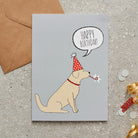 Golden Retriever birthday card with illustrated dog design — blank inside, FSC-certified, designed and made in England by Sweet William Designs