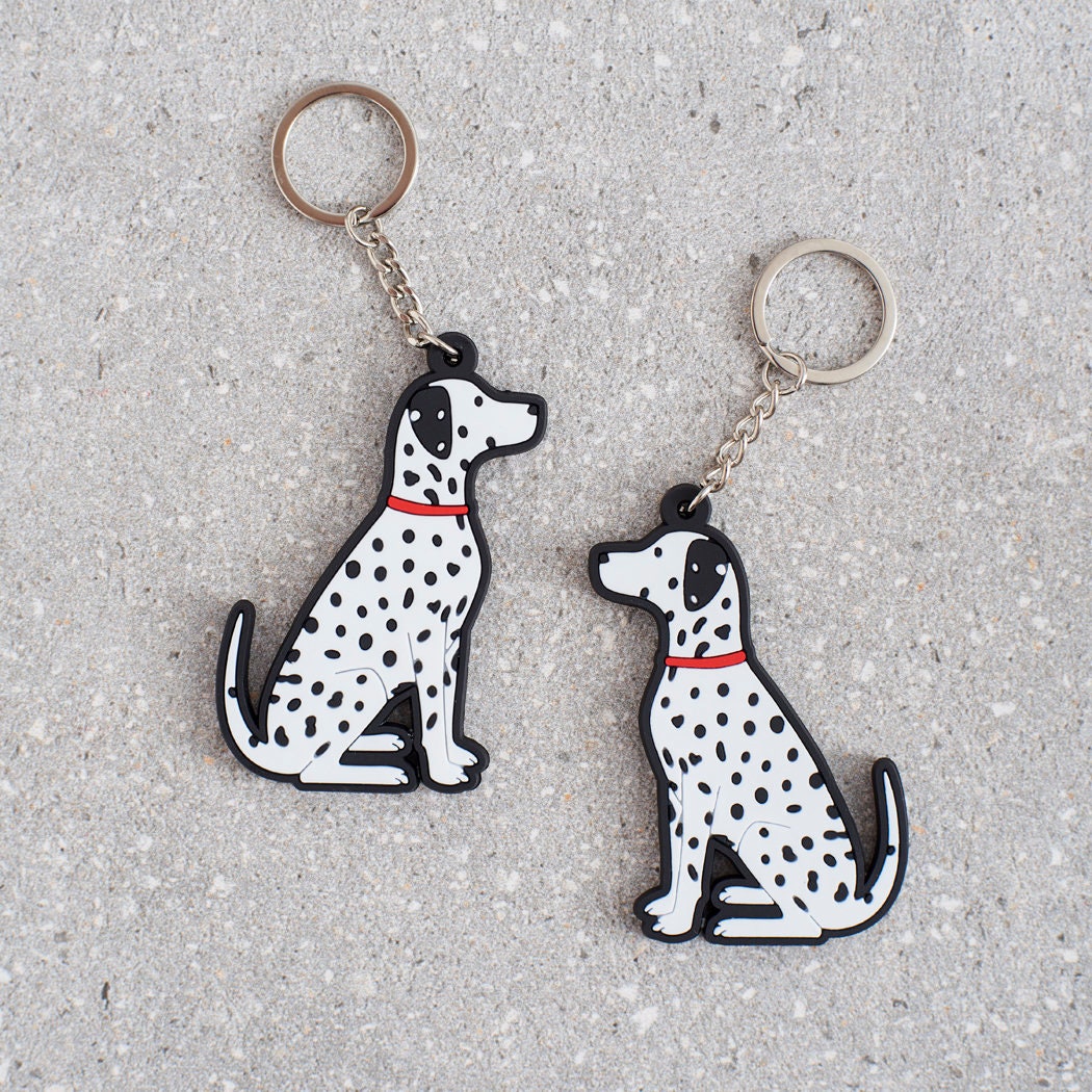 Dalmatian keyring showing both sides — double-sided PVC design with Sweet William's classic illustration