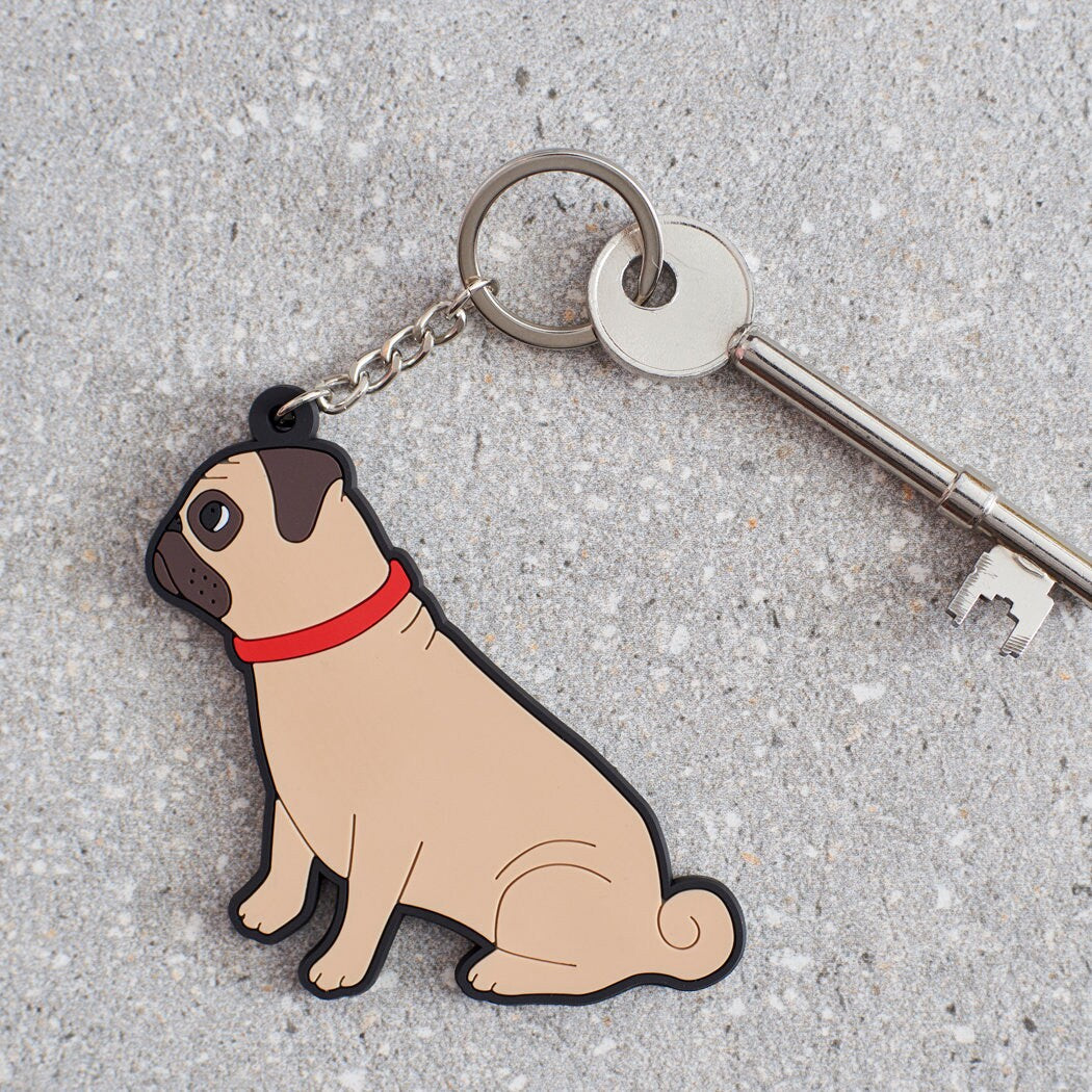 Pug keyring — personalised dog lover gift by Sweet William Designs
