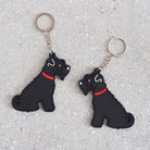 Black Schnauzer keyring showing both sides — double-sided PVC with Sweet William's classic illustration