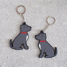Staffie keyring back view — classic Staffie design on PVC keyring by Sweet William Designs