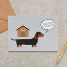 Dachshund New Home card — illustrated Daxie with new home wishes, dog lover gift by Sweet William Designs