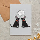 Black Labrador gay wedding and civil partnership card featuring two Black Labradors dressed for the occasion, by Sweet William Designs