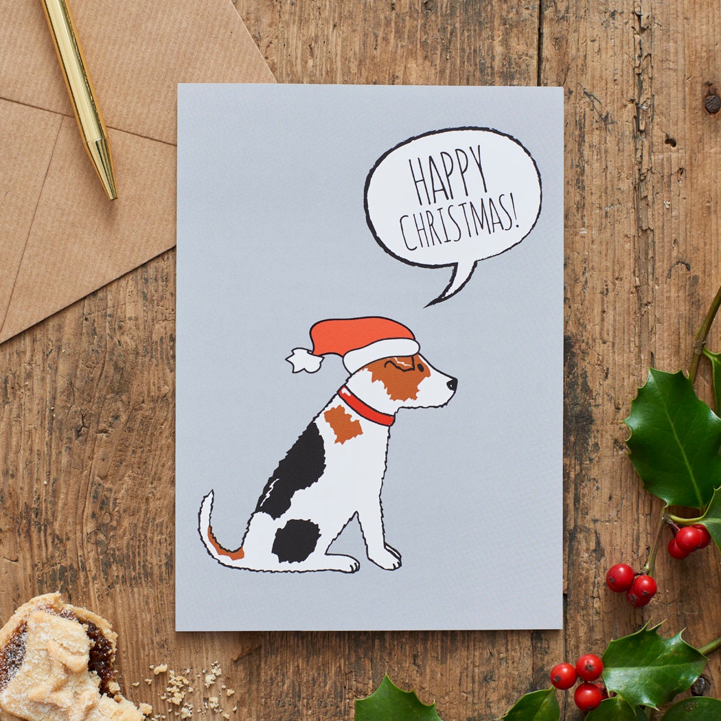 Jack Russell Christmas Card — illustrated dog lover greeting card by Sweet William Designs
