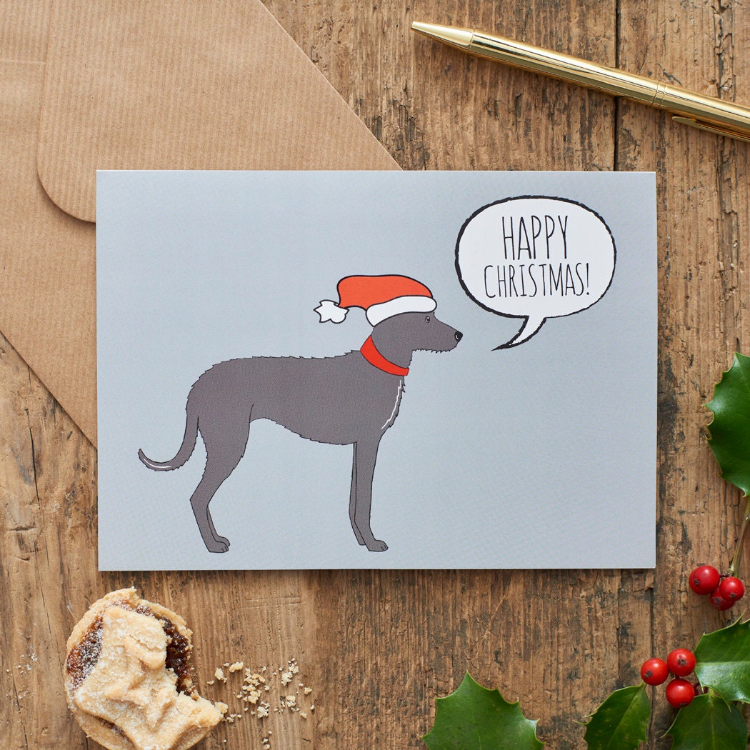 Lurcher Christmas Card — illustrated dog lover greeting card by Sweet William Designs