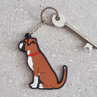Boxer keyring held in hand — personalised double-sided PVC dog lover gift by Sweet William Designs