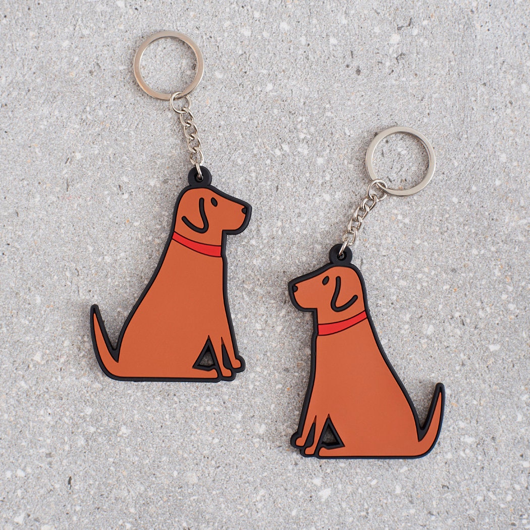 Fox Red Labrador keyring showing both sides — double-sided PVC design with Sweet William's classic illustration