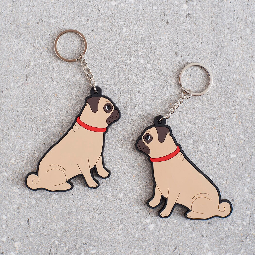 Pug keyring — personalised dog lover gift by Sweet William Designs