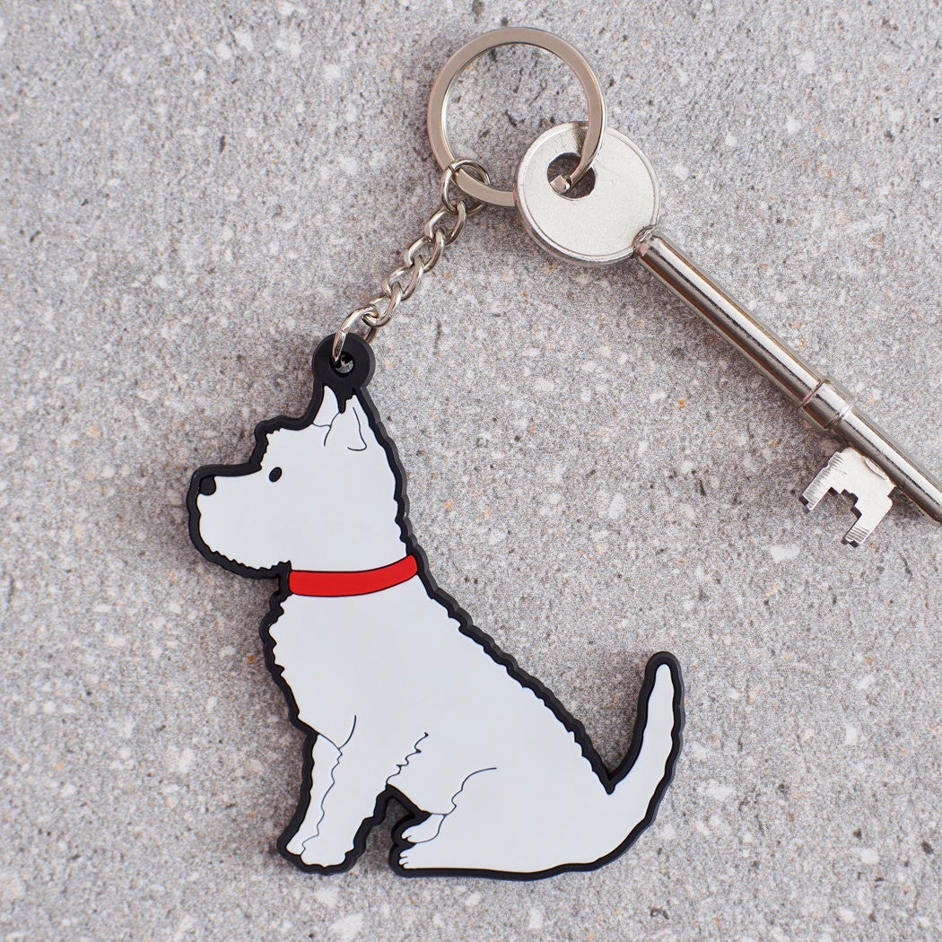 Westie keyring front view — personalised PVC dog keyring, perfect gift for West Highland Terrier lovers