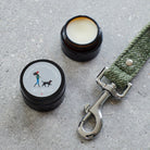 Dog Walkers Revival Vegan Lip Balm with green tweed dog lead — vegan lip balm gift for dog walkers by Sweet William Designs