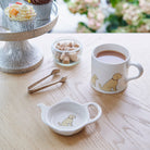 Apricot Cockapoo / Labradoodle teabag dish styled on table setting with matching mug — dog lover gift by Sweet William Designs