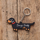 Dachshund keyring on bag — double-sided PVC charm, ideal personalised gift for sausage dog lovers