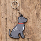 Personalised Staffie keyring with name engraving — thoughtful gift for Staffie owners