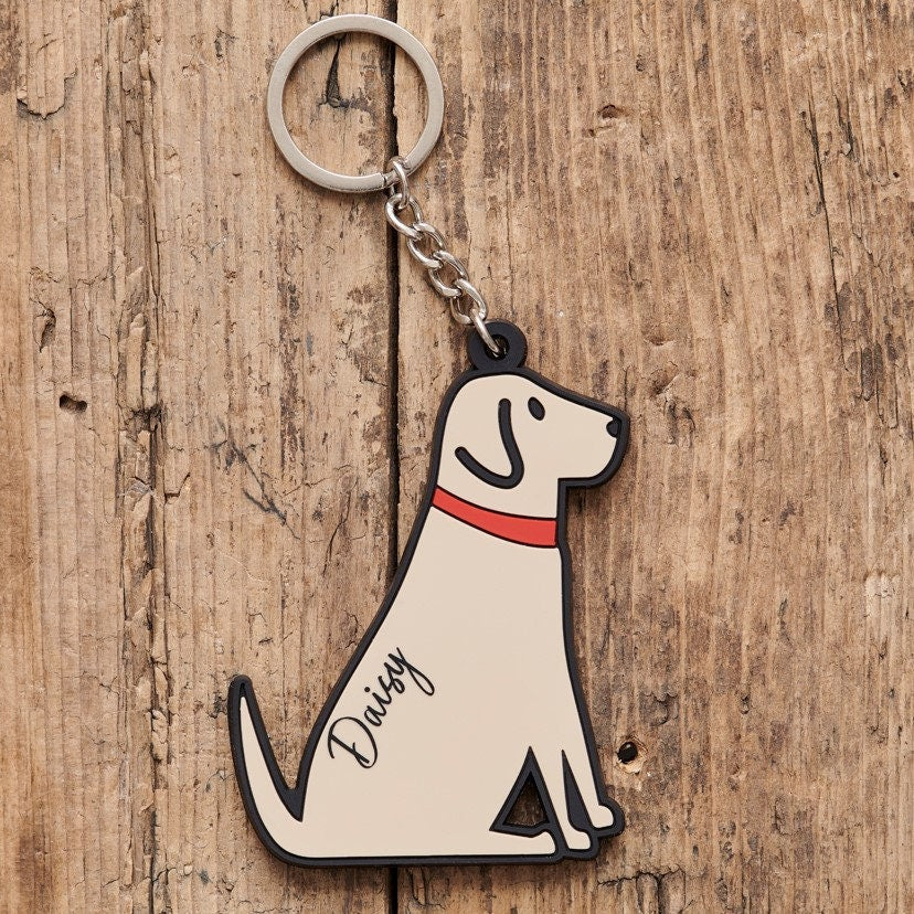 Personalised Yellow Labrador keyring with name — thoughtful gift for Yellow Lab owners