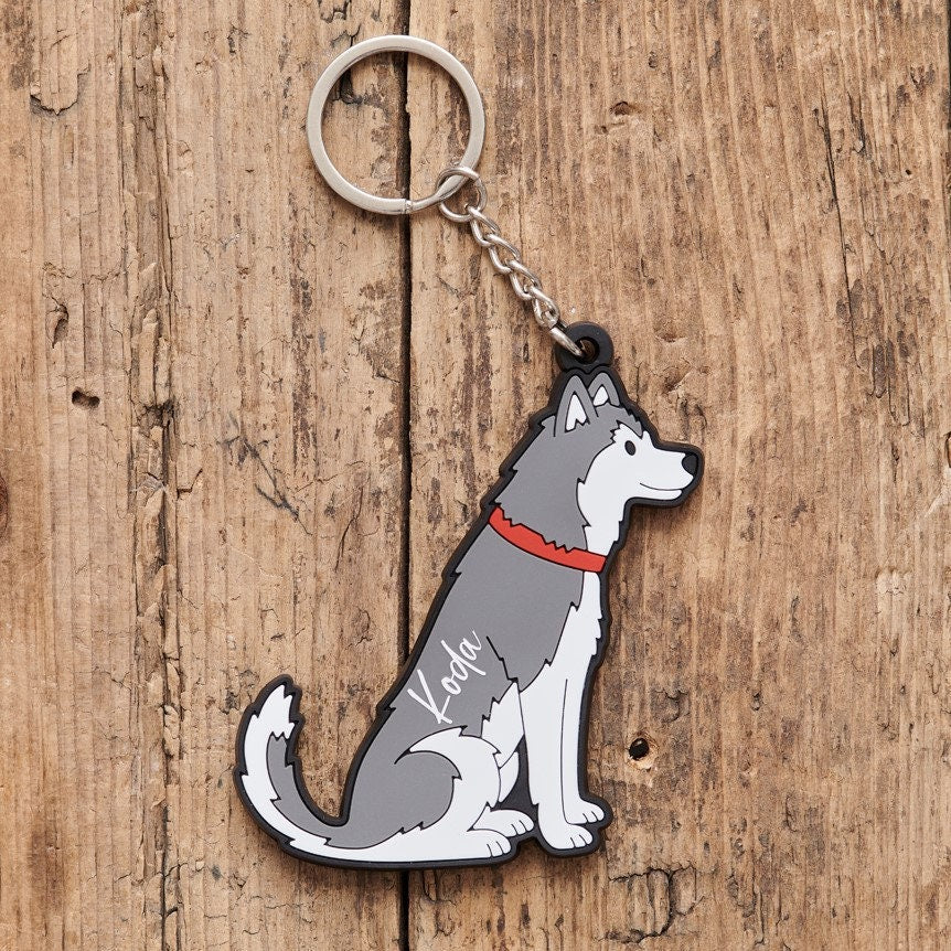 Personalised Husky keyring with name — perfect gift for Husky and Alaskan Malamute owners