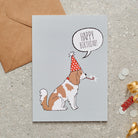 Cavalier King Charles Spaniel birthday card with illustrated dog design — blank inside, FSC-certified, designed and made in England by Sweet William Designs