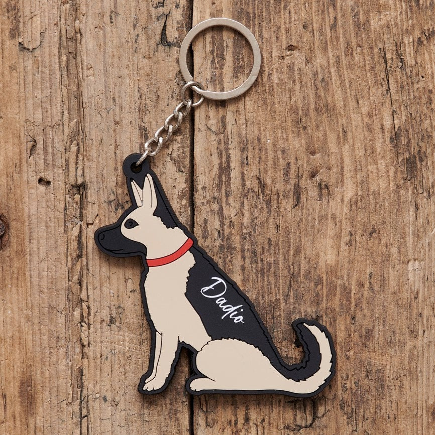 German Shepherd keyring close-up — illustrated dog gift by Sweet William Designs