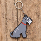 Personalised Grey Schnauzer keyring with name — perfect gift for Miniature and Standard Schnauzer owners