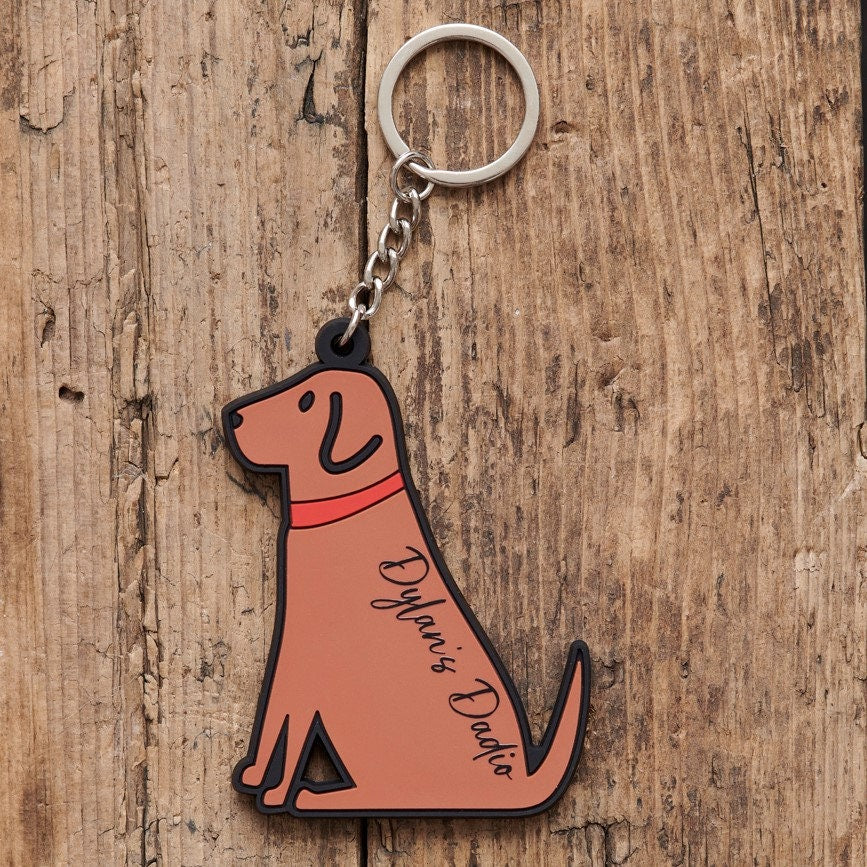 Fox Red Labrador keyring on bag — double-sided PVC charm, ideal personalised gift for Labrador lovers