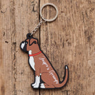 Boxer keyring on bag — double-sided PVC charm, ideal gift for Boxer dog owners