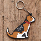 Personalised Beagle keyring with name or message — classic Sweet William Designs illustration, perfect dog lover gift