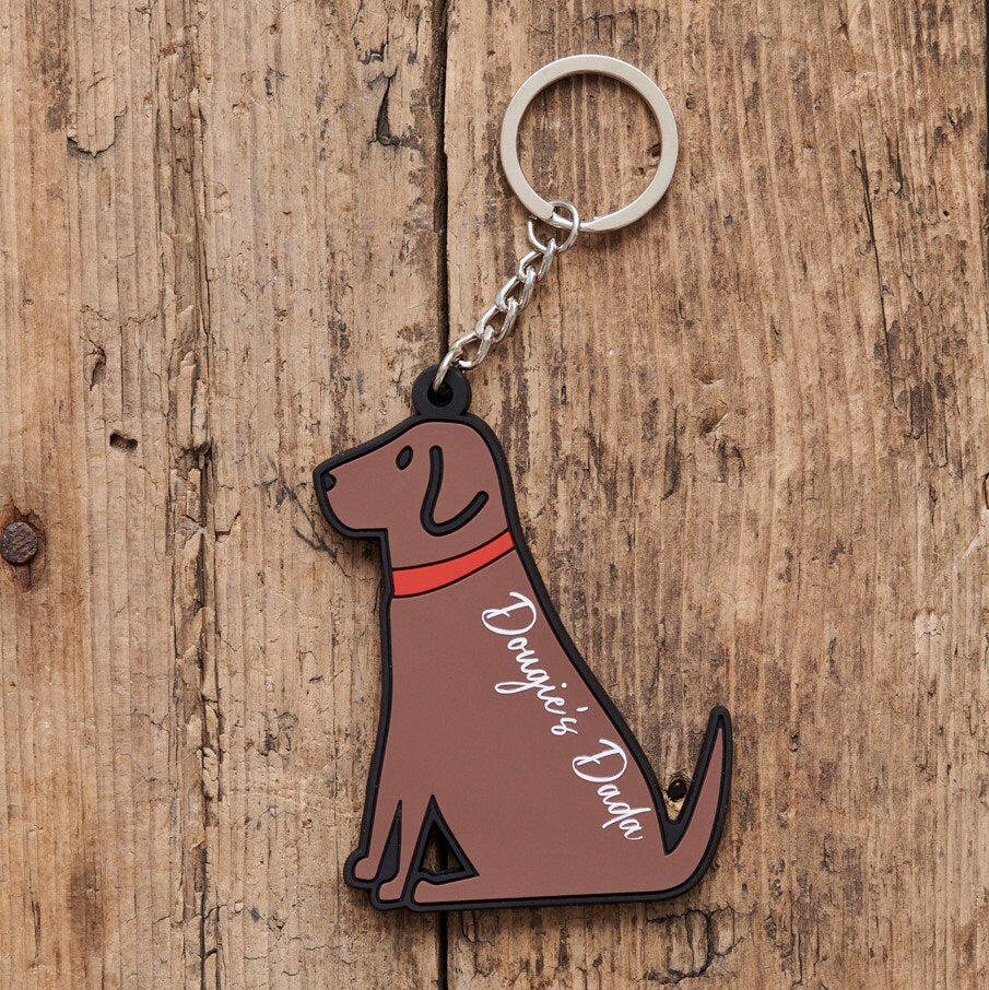 Chocolate Labrador keyring on bag — double-sided PVC charm, ideal gift for Chocolate Labrador owners