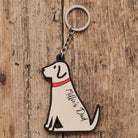 Yellow Labrador keyring shown on keys — double-sided PVC dog keyring, ideal gift for Labrador lovers