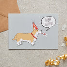 Corgi birthday card with illustrated dog design — blank inside, FSC-certified, designed and made in England by Sweet William Designs