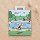 Beagle enamel dog pin on Sweet William Designs park scene backing card — thoughtful gift for Beagle lovers