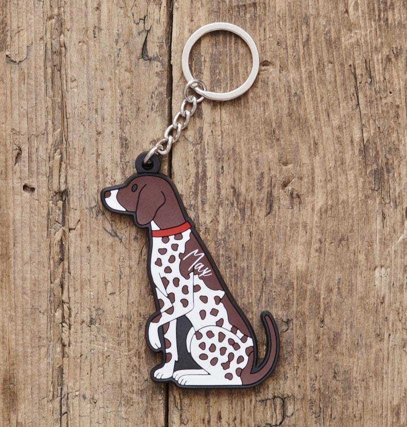 German Shorthaired Pointer keyring close-up — illustrated dog gift by Sweet William Designs.
