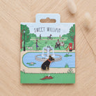 French Bulldog enamel dog pin on Sweet William Designs park scene backing card — thoughtful gift for French Bulldog lovers